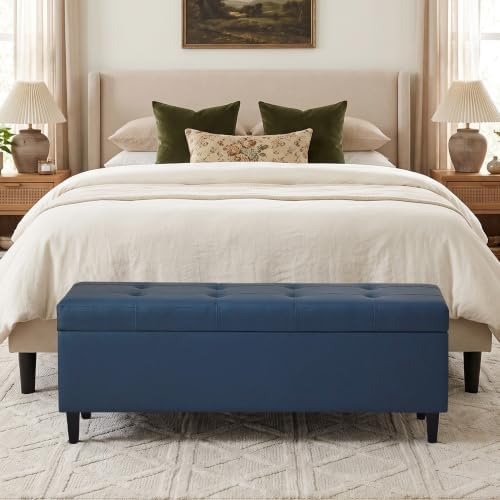 51" Storage Bench, Leather Tufted Storage Ottoman Bench - Image 3