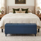 51" Storage Bench, Leather Tufted Storage Ottoman Bench - Image 3