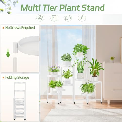 iDavosic.ly Plant Stand Indoor Outdoor, 9 Tier Metal Corner Shelf - Image 4