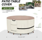 Porch Shield Waterproof Round Patio Table Cover 62 inch, Light Tan & Khaki - Image 2
