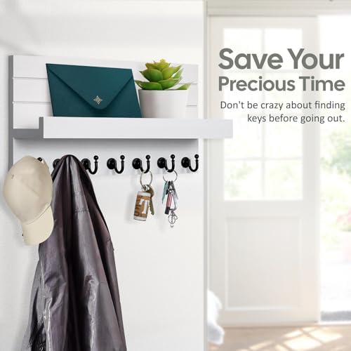 HONJIN Key Holder for Wall: Upgraded 7 Sturdy Key Hooks Easy Installation Mail - Image 3