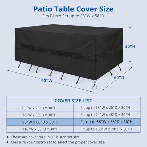 SunPatio Outdoor Rectangular Table and Chairs Set Cover - Image 2