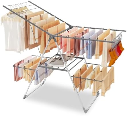 Bigzzia Clothes Drying Rack Foldable, 2-Level Large Laundry Drying Rack by Bigzzia