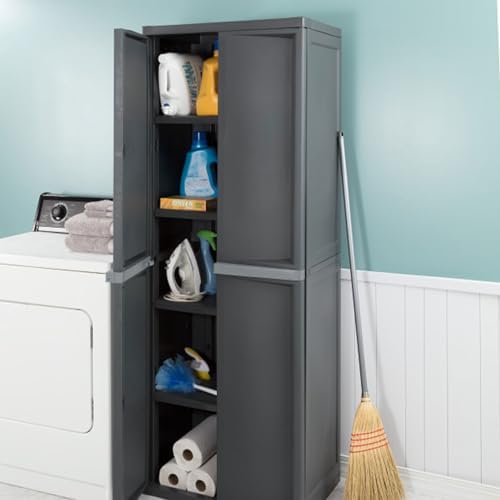 Sterilite 4 Shelf Cabinet, Lockable Utility Storage - Image 6
