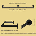 Wall Mounted Clothes Rack, 52.6in Industrial Pipe Clothing Rack - Image 2
