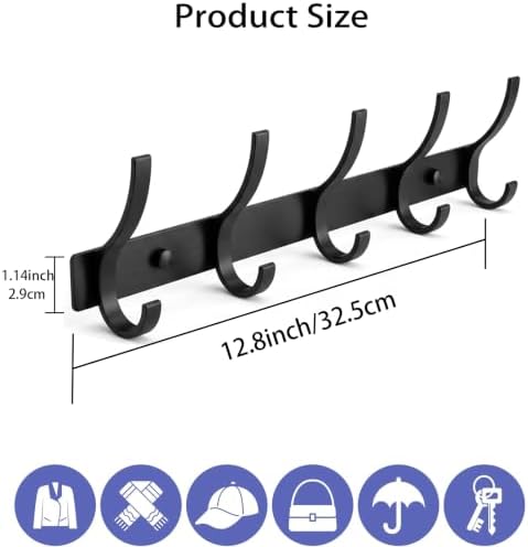 Coat Rack Wall Mounted, 5 Coat Hooks - Image 2