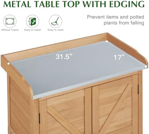 Outdoor Storage Cabinet & Potting Bench Table - Image 3