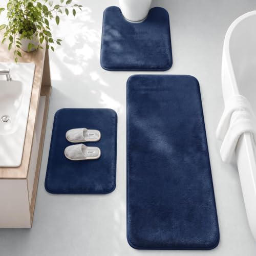 HUXMEYSON 3-Piece Memory Foam Bathroom Rug Set by HUXMEYSON