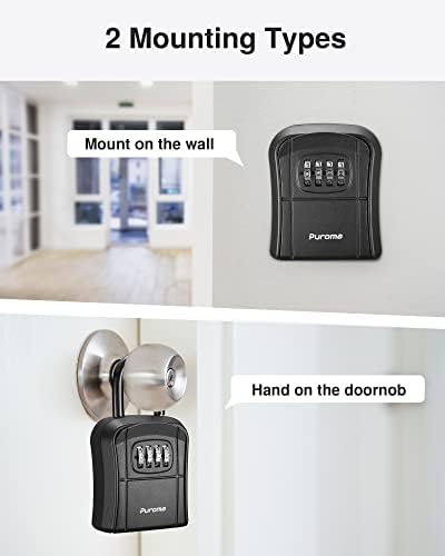 Puroma Key Lock Box Outdoor 4 Digit Code Combination Lockbox House, 1 Black - Image 2