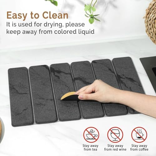 Small Stone Dish Drying Mat for Kitchen Counter, Foldable Water Absorbing - Image 5