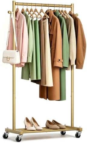 KEETDY 60" Small Clothing Rack for Hanging Clothes, Small Rolling Clothes Rack by KEETDY