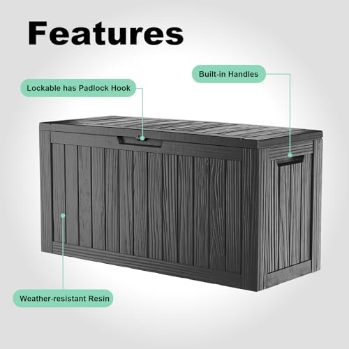 86 Gallon Deck Box, Lockable Waterproof Outdoor Storage Boxes - Image 4