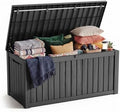 PatioZen 190 Gallon Deck Box Lockable Waterproof UV Resistant Black by OutdoorLivingPerfected