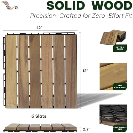 Acacia Interlocking Deck Tiles, 6 Slats - Image 2