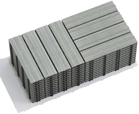 22-Pack WPC Composite Deck Tiles, 11.8" Interlocking Wood-Plastic Patio by HCIOANHomecabinetseries