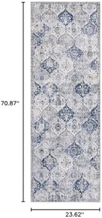 Lahome Moroccan Washable Runner Rug, 2x6 Blue Kitchen Runners - Image 2