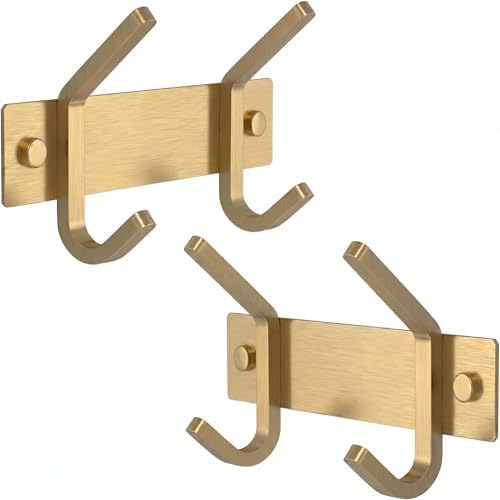 Brushed Gold Small Coat Rack Wall Mount – 6 Inch Stainless Steel Rail by SAYONEYES