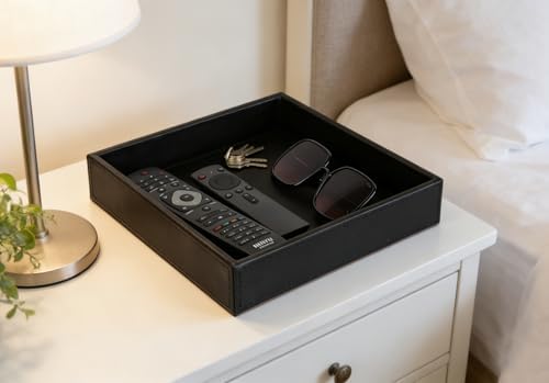 HofferRuffer Faux Leather Vanity Tray, Elegant Desktop Storage Organizer - Image 4