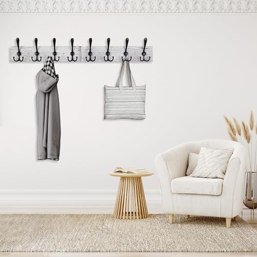 Coat Rack Wall Mount 31.5'' Coat Hanger Wall Mount Old White Coat Hooks - Image 5