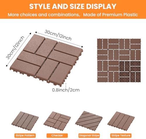 44 Pack Plastic Interlocking Deck Tiles, Patio Floor Decking Tiles - Image 2