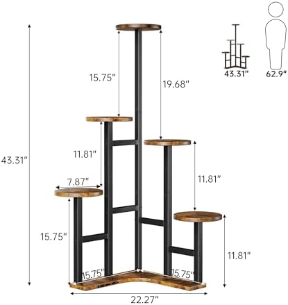 Yzosvki Corner Plant Stand Indoor 6 Tiered Corner Plant Shelf - Image 3