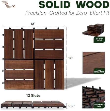 Acacia Interlocking Deck Tiles, 12 Slats - Image 2