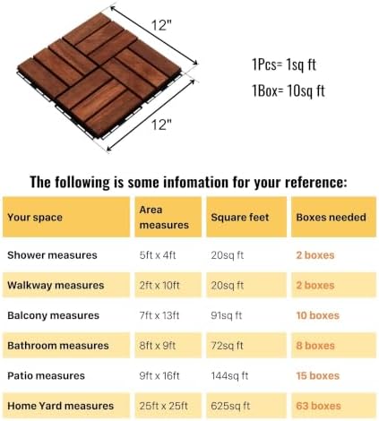 Acacia Wood Interlocking Deck Tiles - Image 3