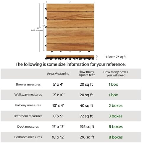 Yaheetech 108PCS Deck Tiles Acacia Wood Interlocking Outdoor Flooring - Image 4