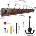 IBosins Brown Wood Wall Mounted Coat Rack - Image 2