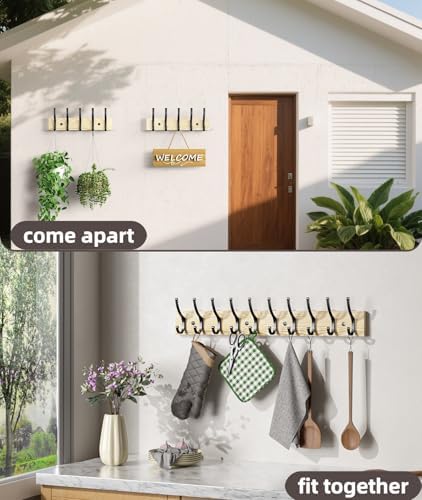 Optish 1 Pack Wooden Coat Rack Wall Mount, 16.1" Rustic Coat Hanger Hooks - Image 7