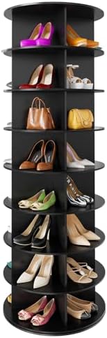SpaceAid 8 Tier Rotating Shoe Rack Tower, Spinning Shoe Display Lazy Susan by SpaceAid