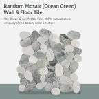 Pebble Tile, Ocean Green Sliced Pebble Stone Backspalsh Tiles, 4 Sheets - Image 3