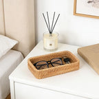 Small Rattan Serving Tray, Natural Wicker Decorative Tray - Image 2