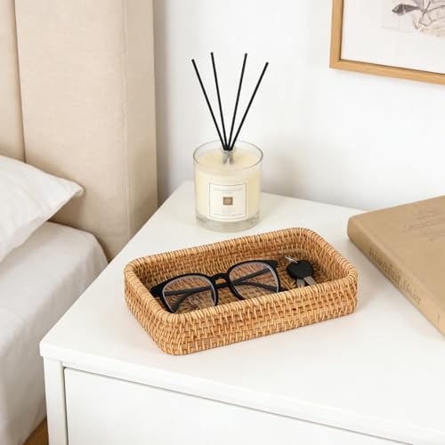 Small Rattan Serving Tray, Natural Wicker Decorative Tray - Image 2