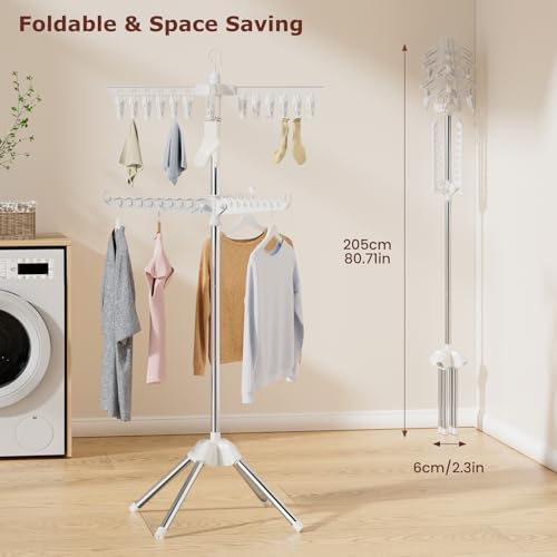 Foldable Clothes Drying Rack, Rotatable Free Standing drying rack, 2 Layer - Image 2