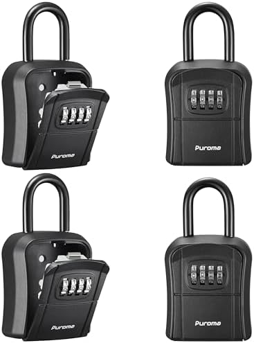 Puroma Key Lock Box Outdoor 4 Digit Code Combination Lockbox House, 4 Black by Puroma