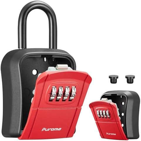 Puroma Key Lock Box Outdoor 4 Digit Code Combination Lockbox House, 1 Red by Puroma