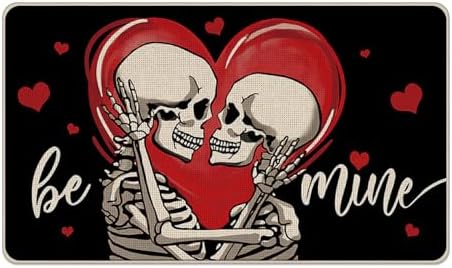 Valentines Day Skeleton Welcome Front Door Mat by Livcoz