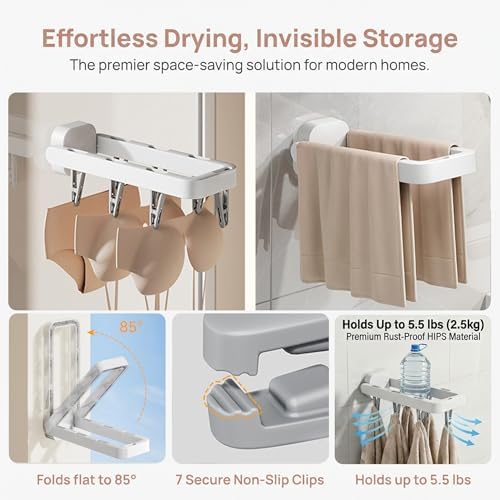 Wall Mounted Drying Rack with 7 Hidden Clips - Image 2