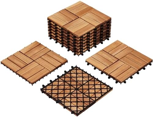 Yaheetech 10pcs Acacia Hardwood Interlocking Deck Tiles by Yaheetech