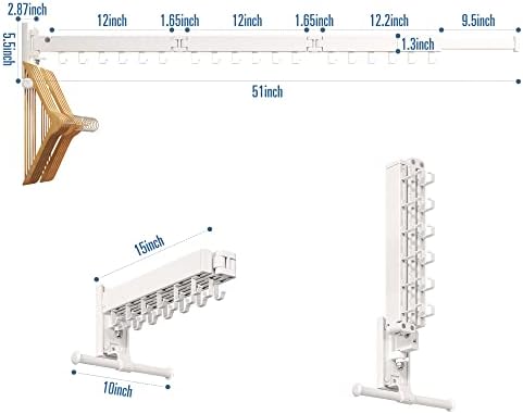 LIENAHU Drying Rack, Wall Mounted Clothes Rack, 220lbs Capacity - Image 7