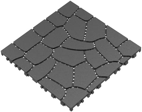 Plastic Interlocking Deck Tiles, 44 Pack, Simulated Gravel, Non-Slip Patio - Image 3
