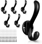 6 Pack Coat Hooks Wall Mount Heavy Duty Utility Retro Double Hooks by PEOIAOY