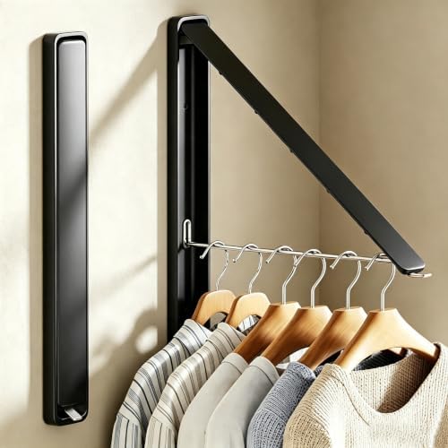 Clothes Drying Rack, Laundry Room Wall Mounted Retractable Clothes Hanger by Unknown