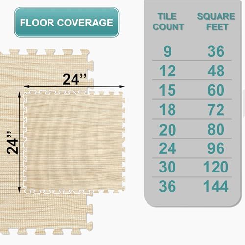 Sorbus Interlocking Wood Grain Foam Floor Tiles - Image 2