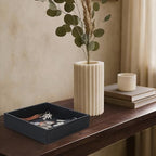HofferRuffer Faux Leather Vanity Tray, Elegant Desktop Storage Organizer - Image 4