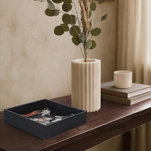 HofferRuffer Faux Leather Vanity Tray, Elegant Desktop Storage Organizer - Image 4