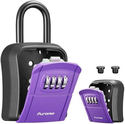 Puroma Key Lock Box Outdoor 4 Digit Code Combination Lockbox House 1 Purple by Puroma