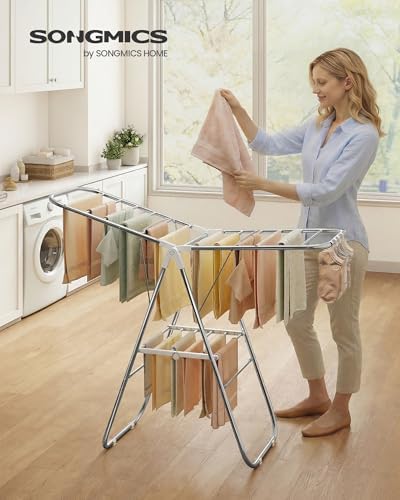 SONGMICS Clothes Drying Rack, Foldable Metal Airer, 19.3 x 51.2 x 39.4 in - Image 2