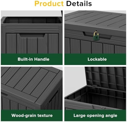 Outdoor Storage Box, 50 Gallon Waterproof Deck Box, Snap-Together Storage Bin - Image 6